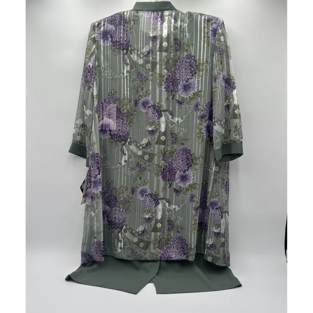 Vintage R&M Richards Dress set Purple&green 2 Piece Set With Necklace Sz 12P NWT - Picture 9 of 10